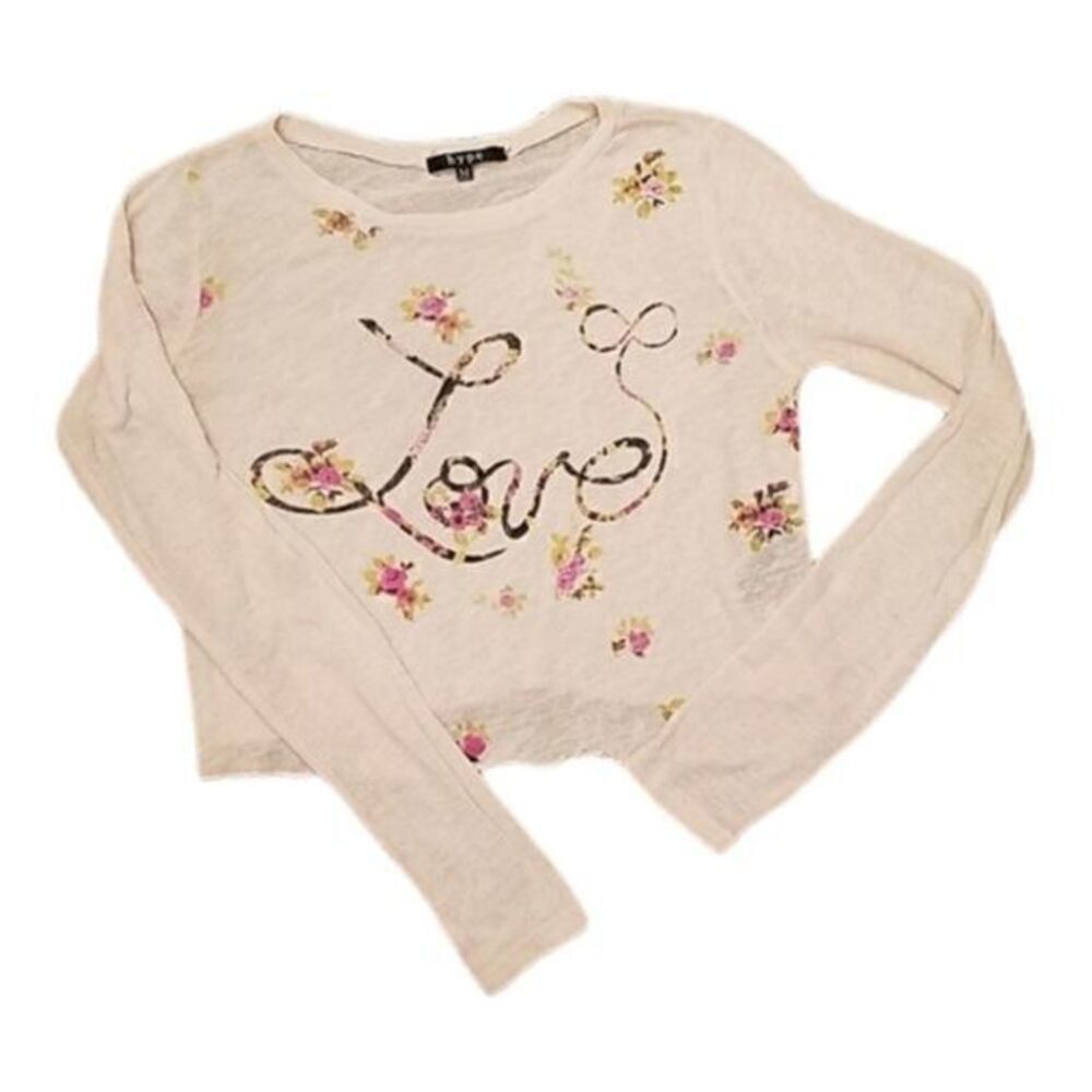 Love Thin Knit Long Sleeve Crop Top by Hype Sz M